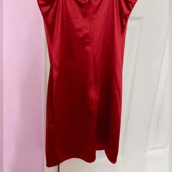 Red Silk Mini Dress - Picture 2 of 3